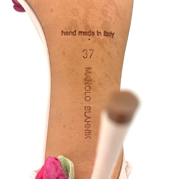Manolo Blahnik Spring 2016 Xafiore Rose Ankle Strap Sandals 37 - Picture 14 of 14